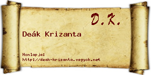 Deák Krizanta névjegykártya